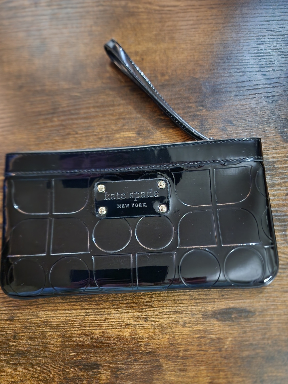 Kate Spade Black Patent Wristlet
